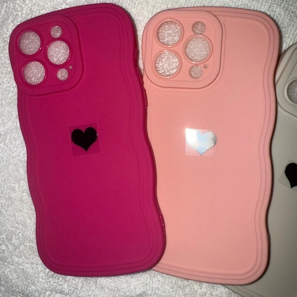 Set of 3 Soft Silicone Cases for iPhone 16 Pro Max Pink Peach and White